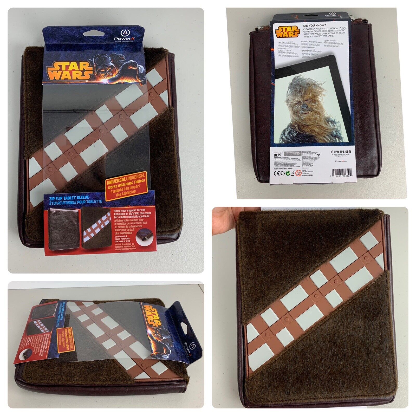 Star Wars Chewbacca Furry Zip Flip Tablet Sleeve Case for Tablet iPad