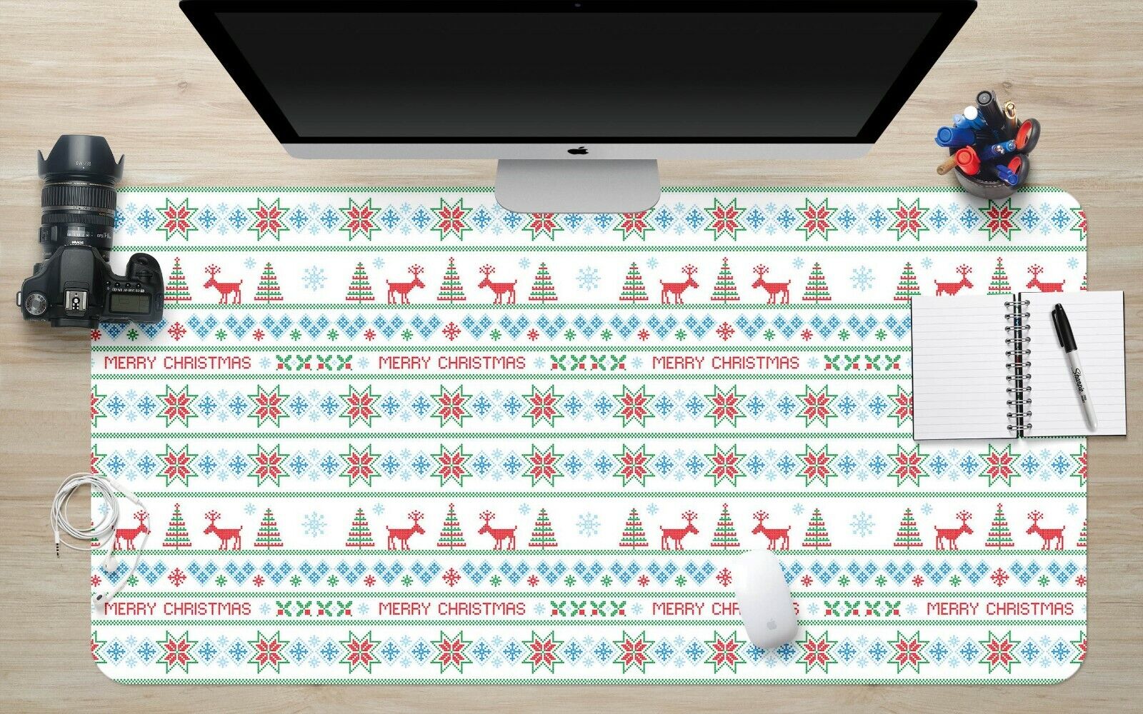 3D Snowflake Deer 06 Christmas Non-slip Office Desk Mat Keyboard Pad Game Zoe