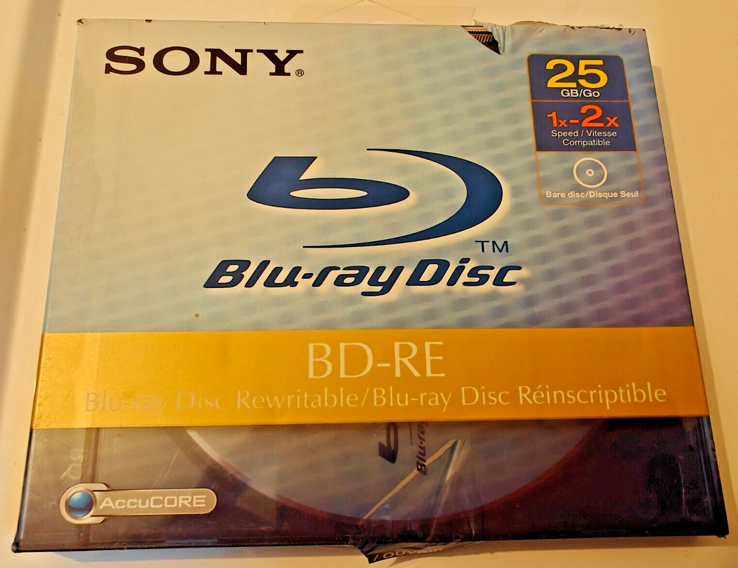 NEW & SEALED Sony Blu-Ray Rewritable BD-RE Dis  25GB 1x-2x Speed w/ AccuCore