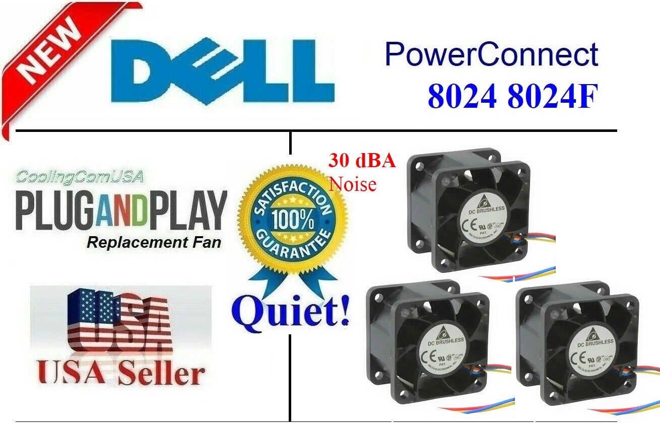 3x Quiet version (30dBA) Replacement(fans only) for Dell PowerConnect 8024 8024F