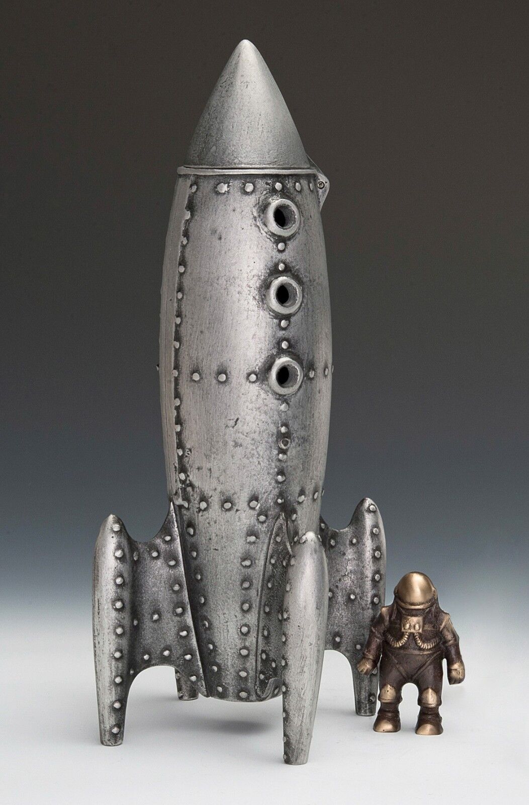 SCOTT NELLES Moon Rocket Coin Bank with Spaceman
