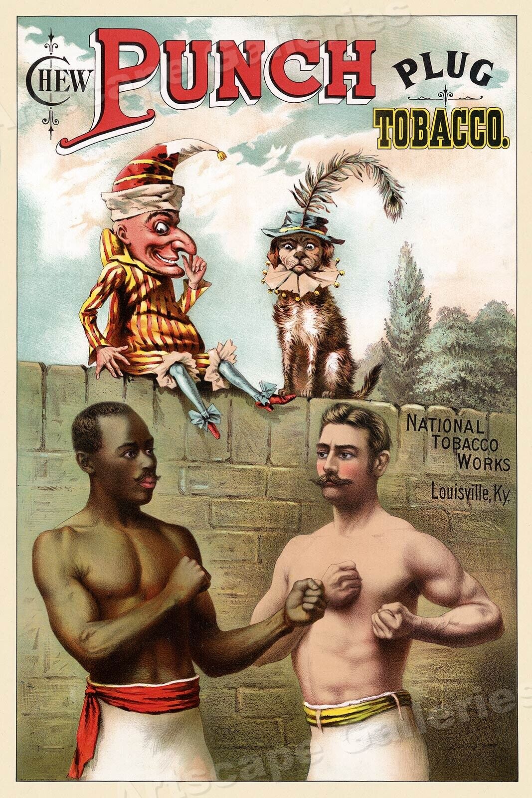 1886 Punch Plug Tobacco Vintage Style Advertising Boxing Poster - 16x24