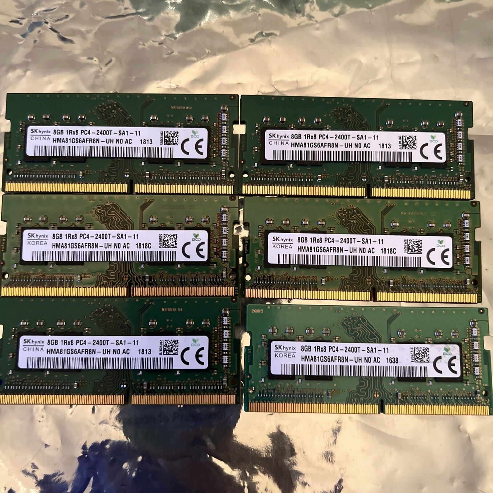SK HYNIX 48GB (6x8GB) 1Rx8 PC4-2400T PC4-19200 DDR4 Laptop RAM (HMA81GS6AFR8N-UH