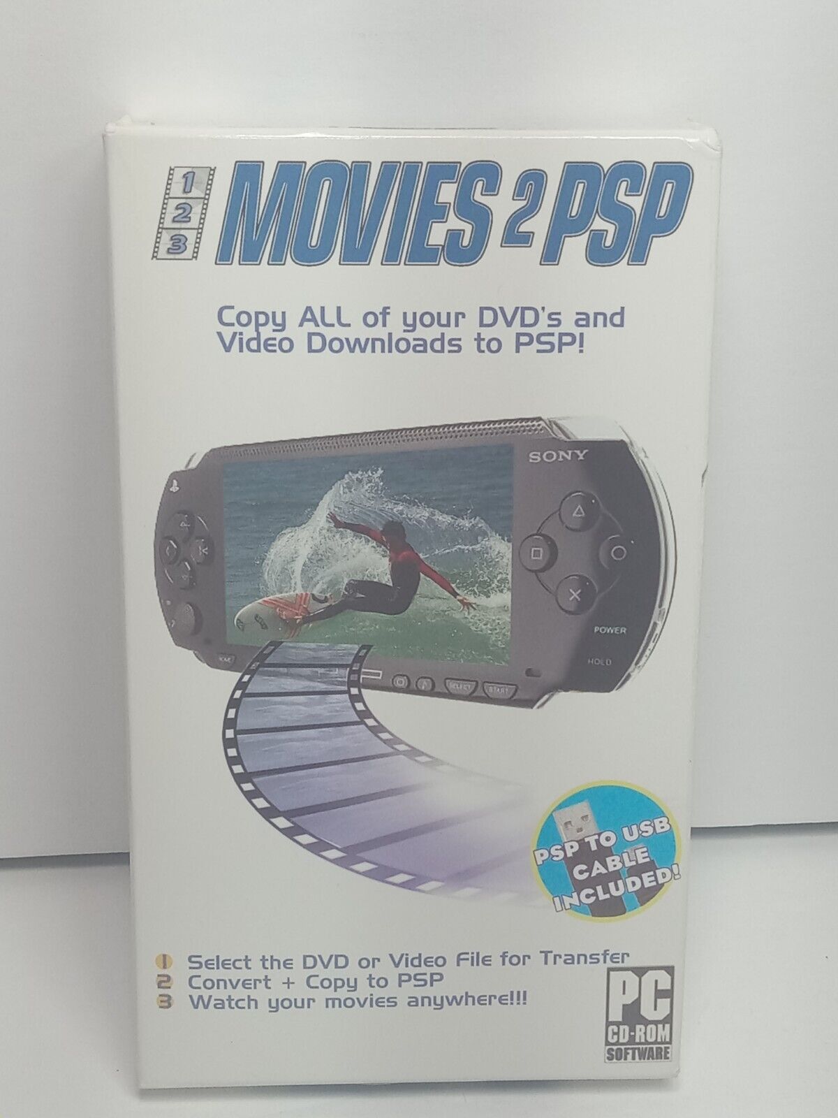 Movies 2 PSP Software PC CD-ROM Transfer Movies Music And Games To PSP W/ Cable 