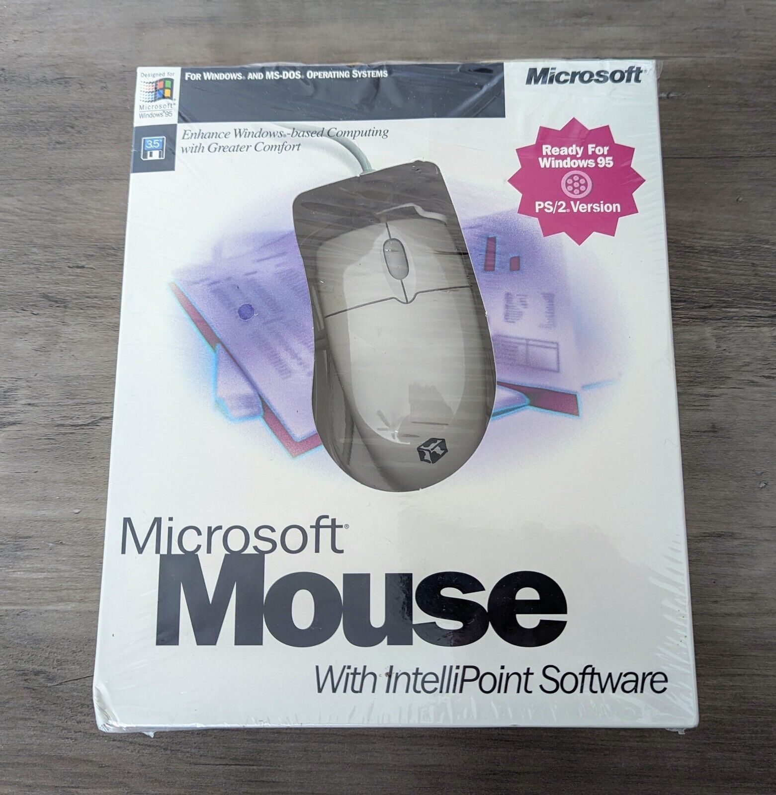 Vintage Microsoft Mouse 2.0 (Serial) with IntelliPoint New Software Opened Box