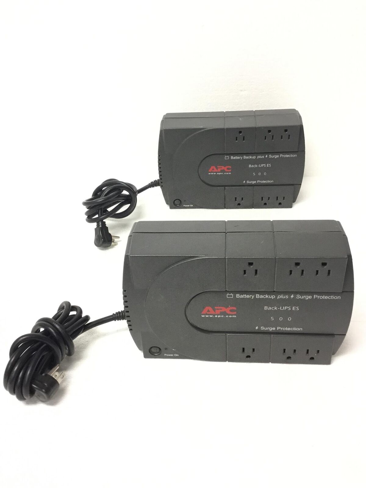 2x APC Back-UPS ES 500 BE500U 6 Outlets UPS Power Supply w/Cables,No Battery