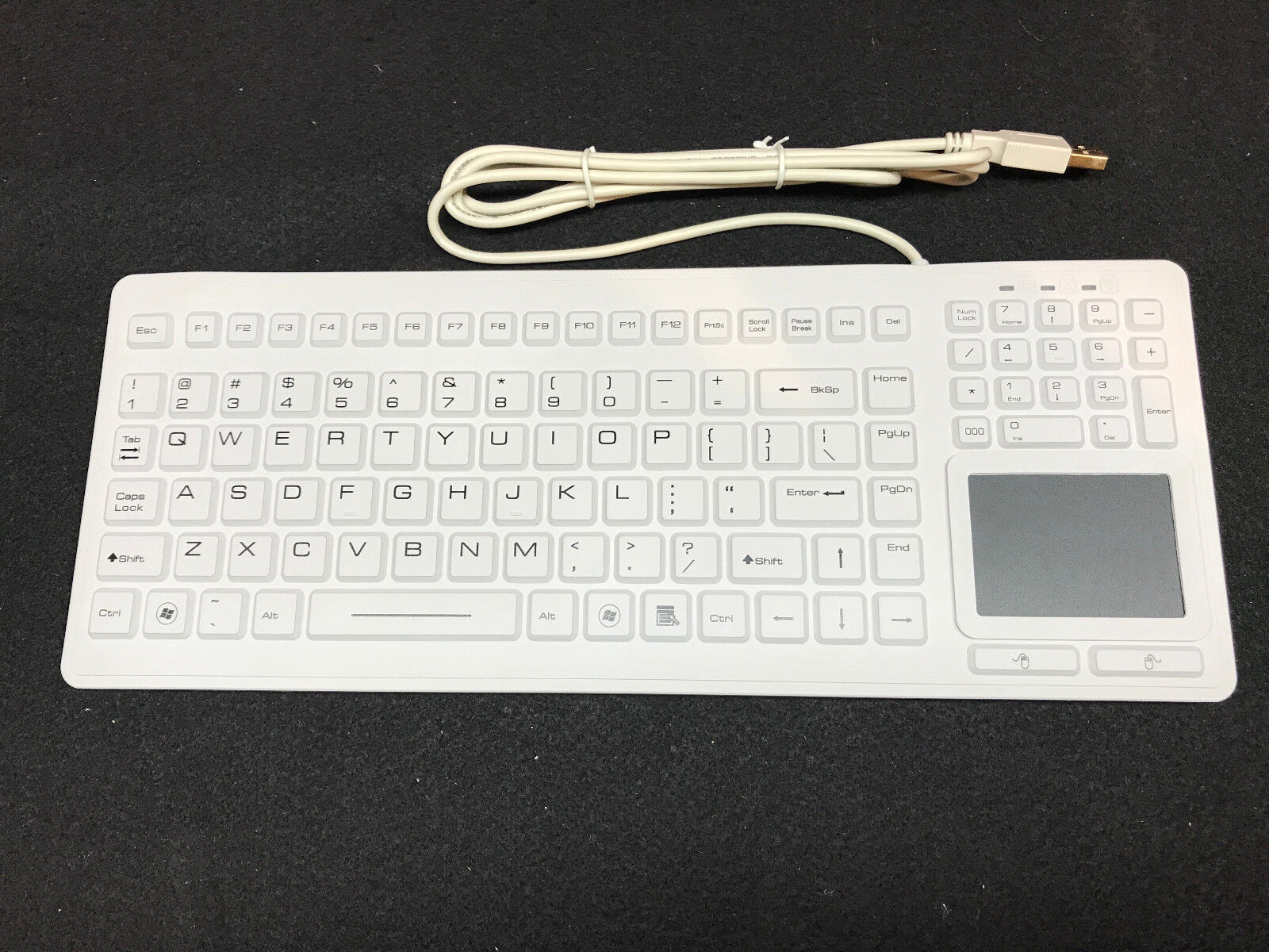 Silicone Washable Easy to Sanitize Keyboard With Touchpad - White - Rugged - USB