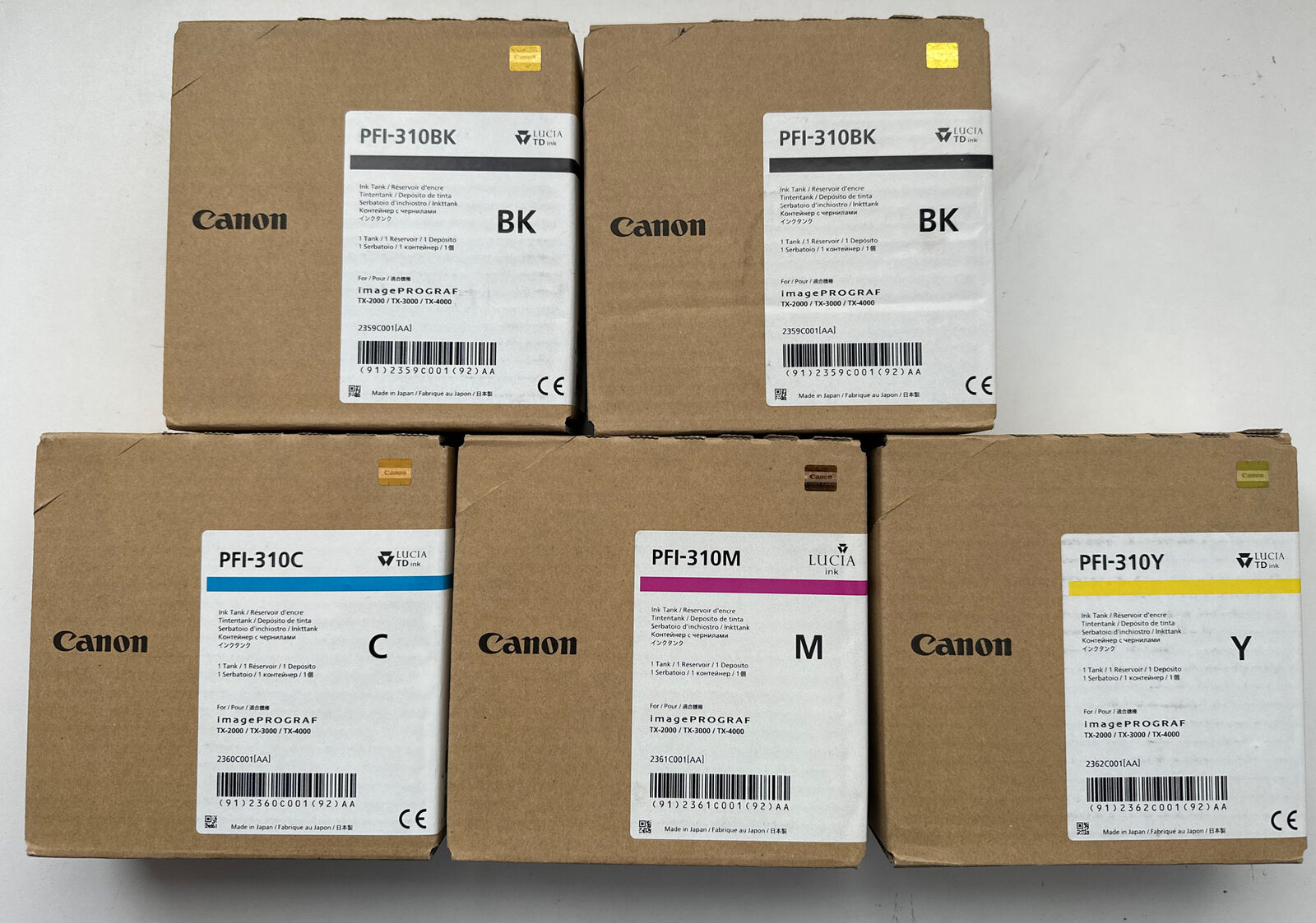 5 X Original Ink Canon TX-2000 TX-3000 TX-4000 PFI-310 11.2oz Ink Cartridges New
