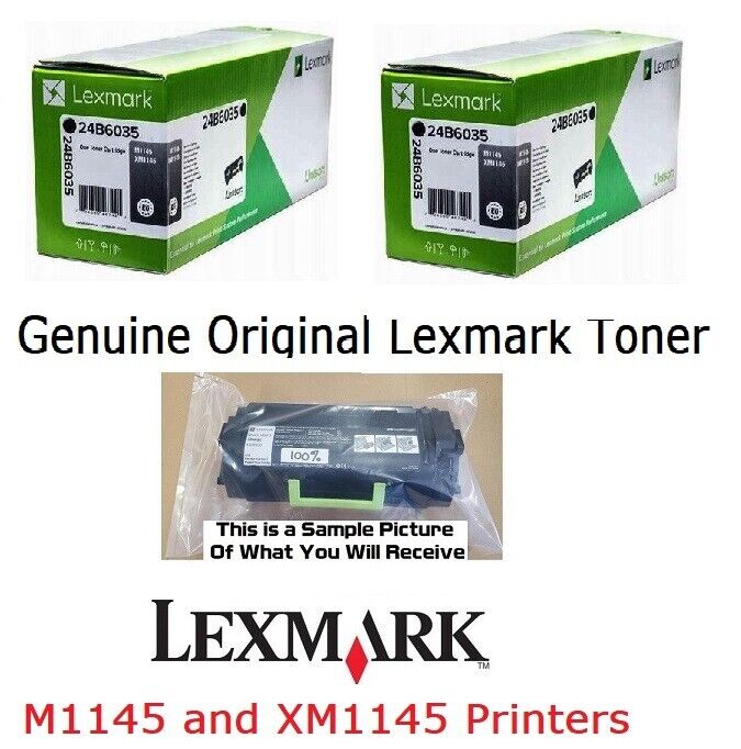 2 Mostly New Genuine 24B6035 Toner Cartridges M1145 XM1145 SEALED BAG 50% & 55%