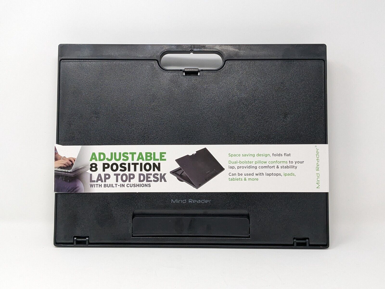 Mind Reader Ltadjust-Blk Adjustable Portable 8 Position Lap Top Desk With Bui...