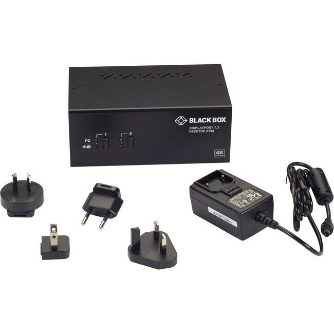 Black Box KVM Switch Dual-Monitor DisplayPort 1.2 4K 60Hz USB 3.0 Hub KV6222DP