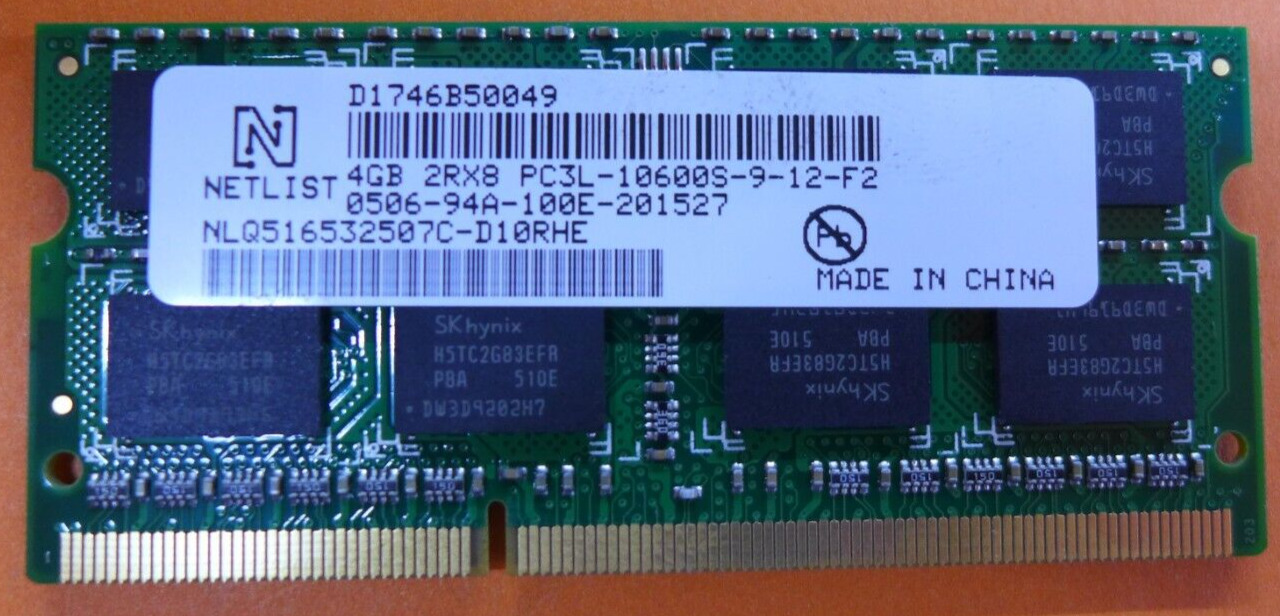 GENUINE NETLIST 4GB 2RX8 PC3L-10600S DDR3 SODIMM Memory NLQ517235107C-D10RHM