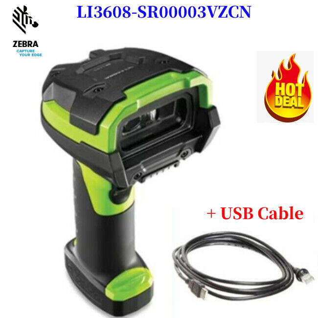 Zebra LI3608-SR00003VZCN Ultra-Rugged Handheld 1D Barcode Scanner With USB Cable