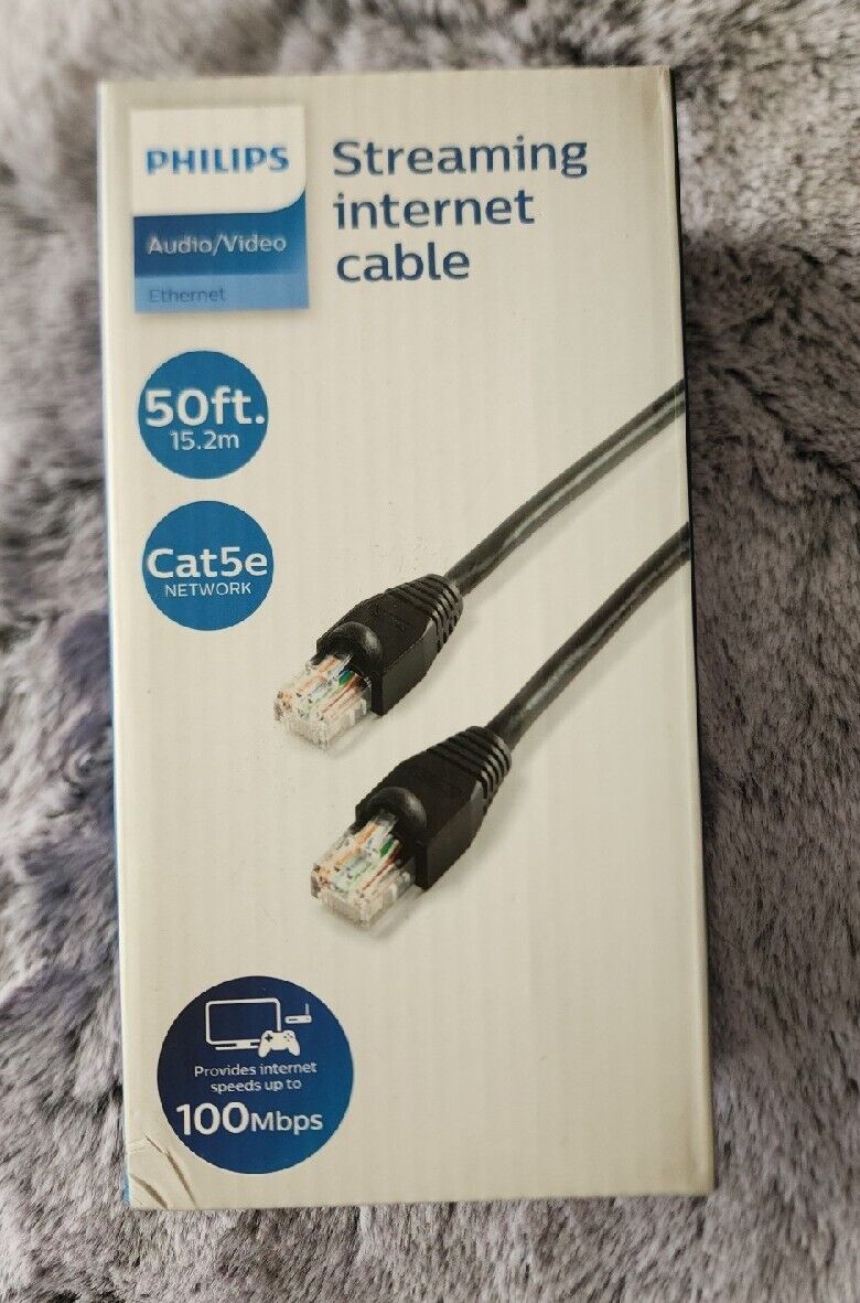NEW Philips Audio Video Streaming Internet Cable 50 FT Foot Long Cat5e Cable