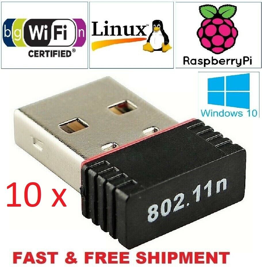 10 X Realtek Mini USB Wireless 802.11B/G/N LAN Card WiFi Network Adapter RTL8188