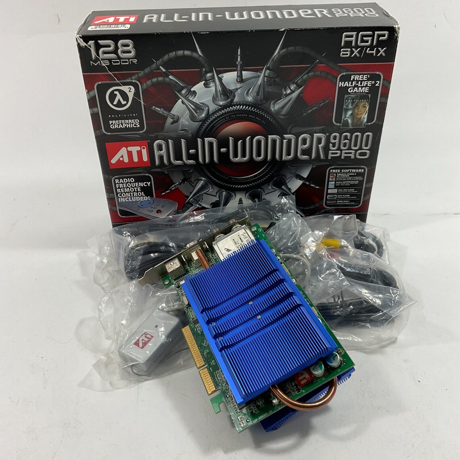 ATI All-In-Wonder 9600 Pro GPU 128MB DDR AGP 8x/4x w/ passive cooler crypto mine