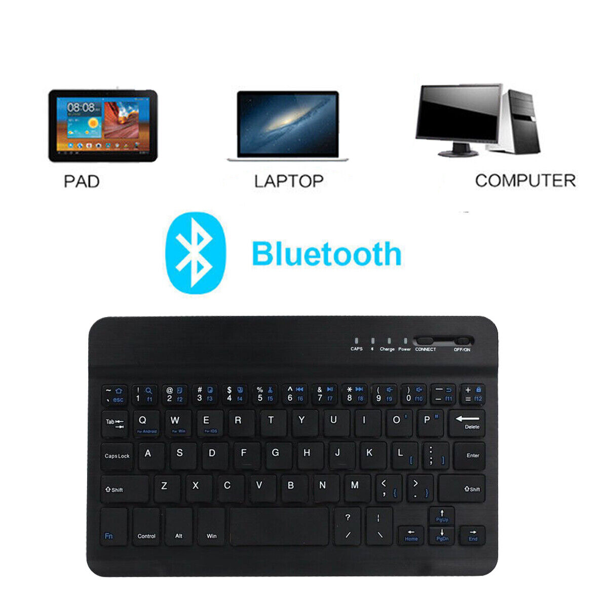 2.4GHz Bluetooth 3.0 Wireless Keyboard For Windows Android IOS Tablet Phone PC