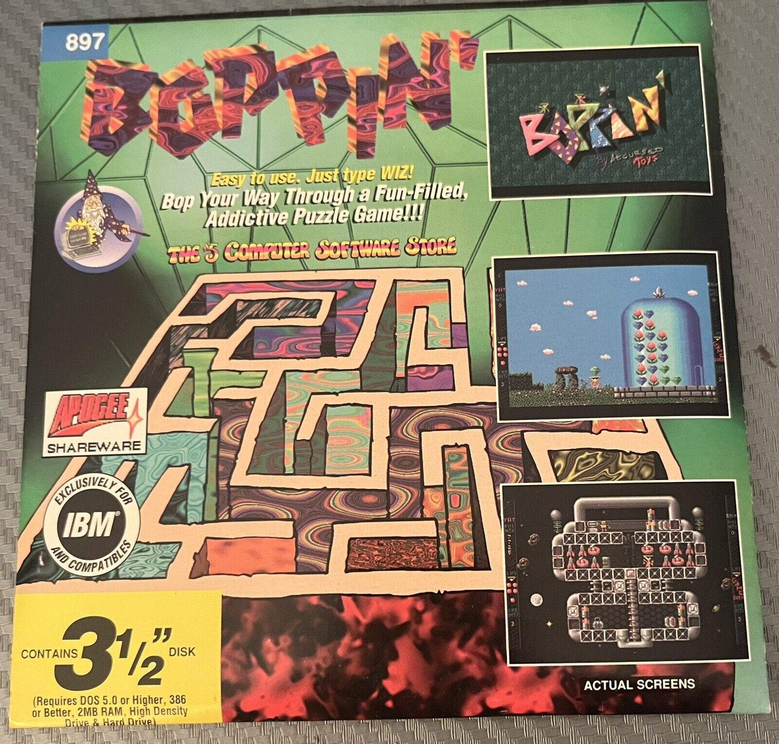 Vintage 1994 Boppin’ PC IBM 3 1/2” Disk Wiz Computer Game #897 NEW SEALED RARE