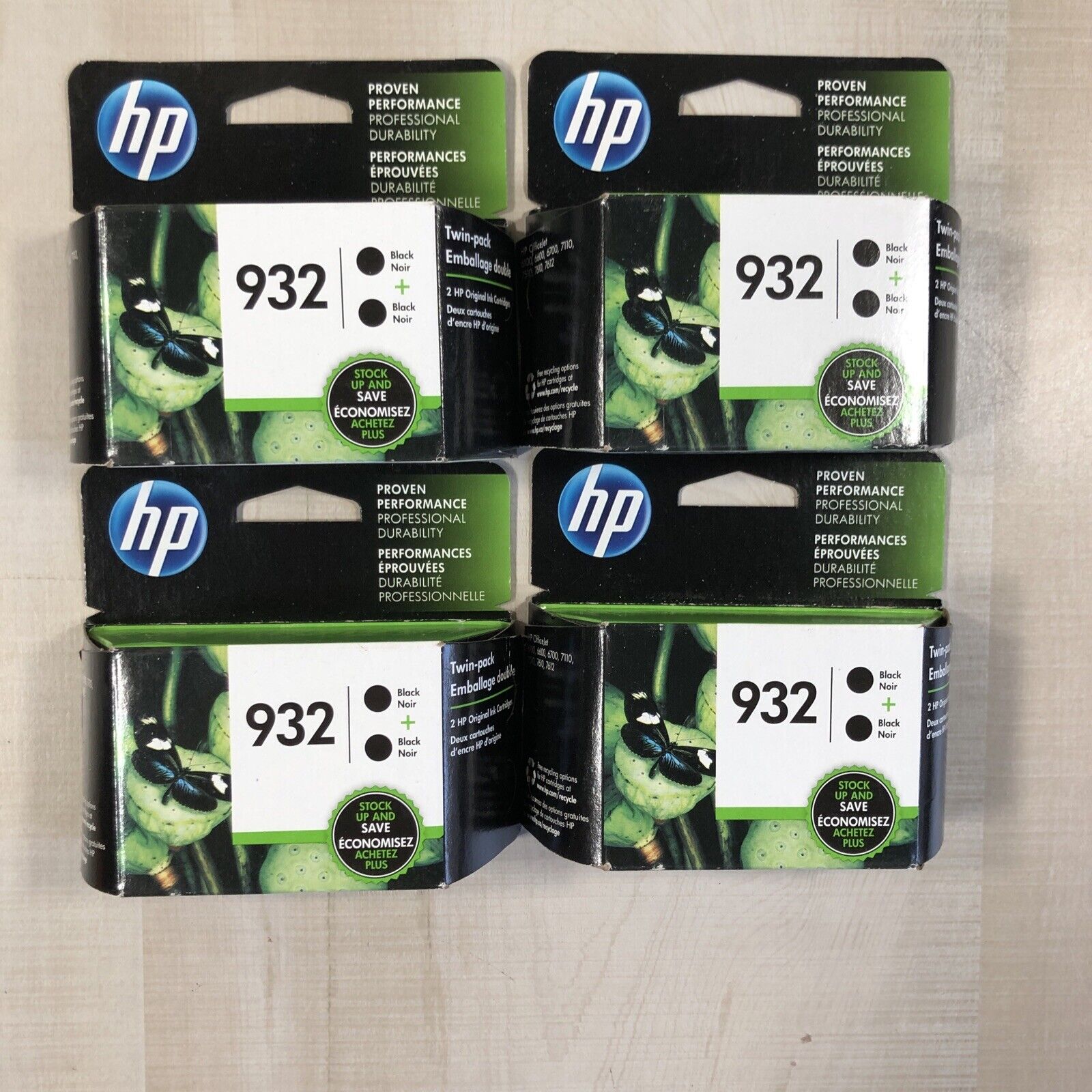 HP 932 Black Pack Lot x4 Ink Cartridges Exp 12/19