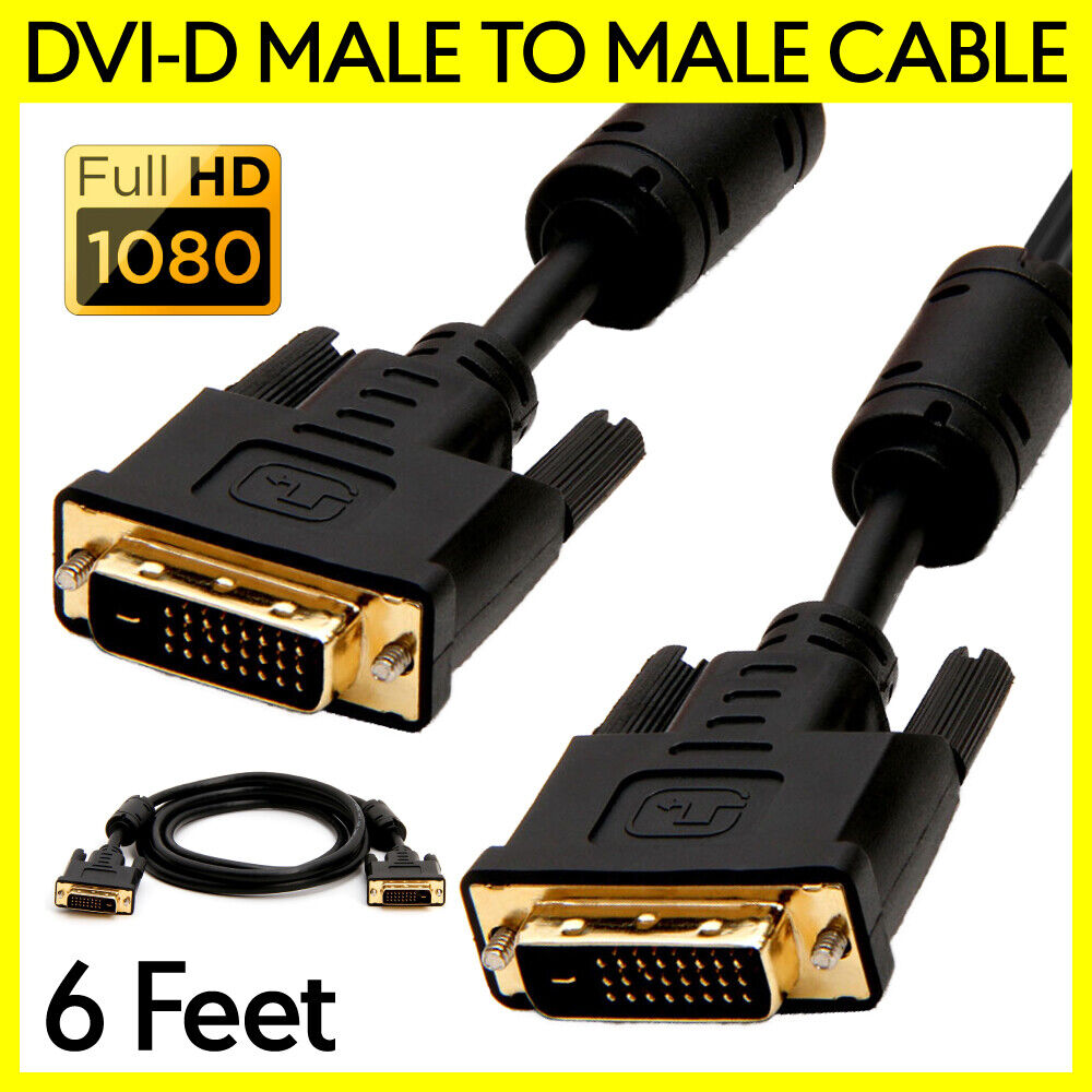 DVI Cable 6 Feet DVI-D Male to Male Monitor Cord for PC Projector Display LCD TV