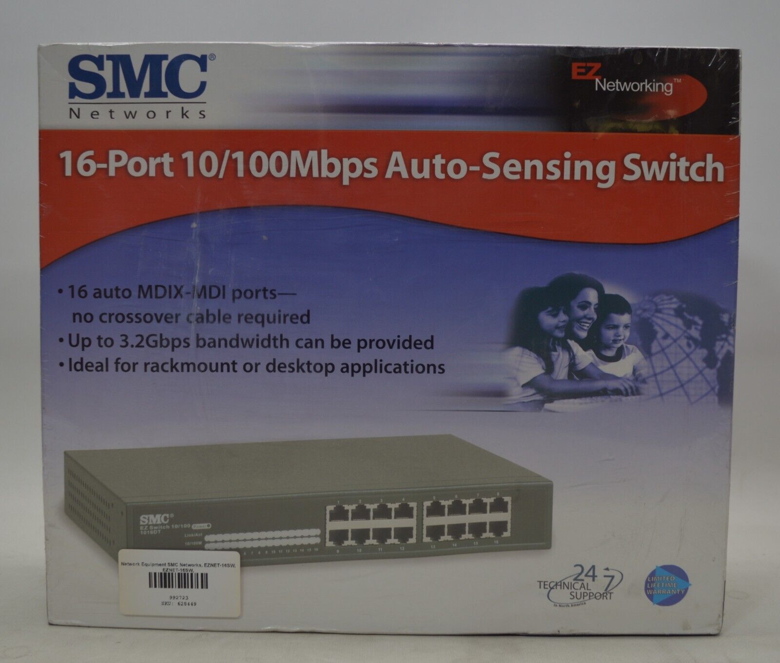 SMC EZNET-16SW EZ Switch 10/100 Network Switch 16 Ports