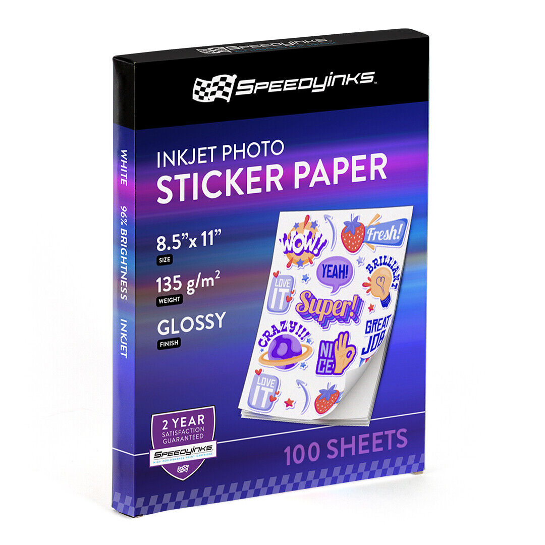 SpeedyInks Premium Glossy Inkjet Photo Sticker Paper - 8.5\