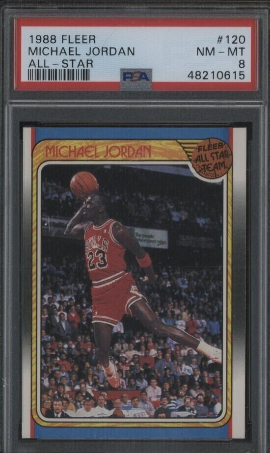 1988 Fleer Basketball All-Star #120 Michael Jordan Chicago Bulls PSA 8 NM-MT