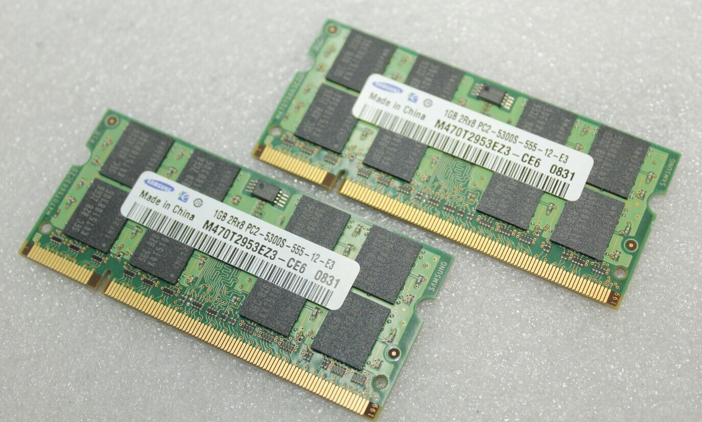 Samsung 2GB 2X1GB PC2-5300S DDR2 Laptop  Memory Ram M470T2953EZ3-CE6