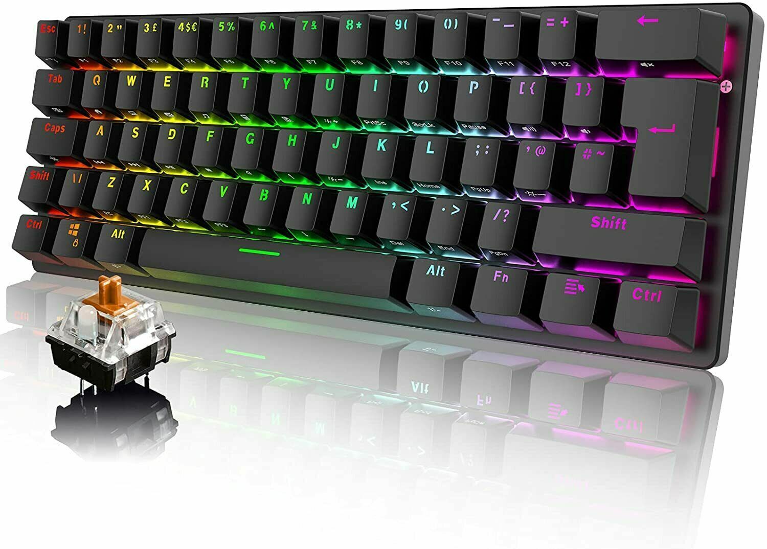 Wired Mechanical Keyboard Gaming Keyboard,62 Keys RGB Backlit Keyboard For PS4