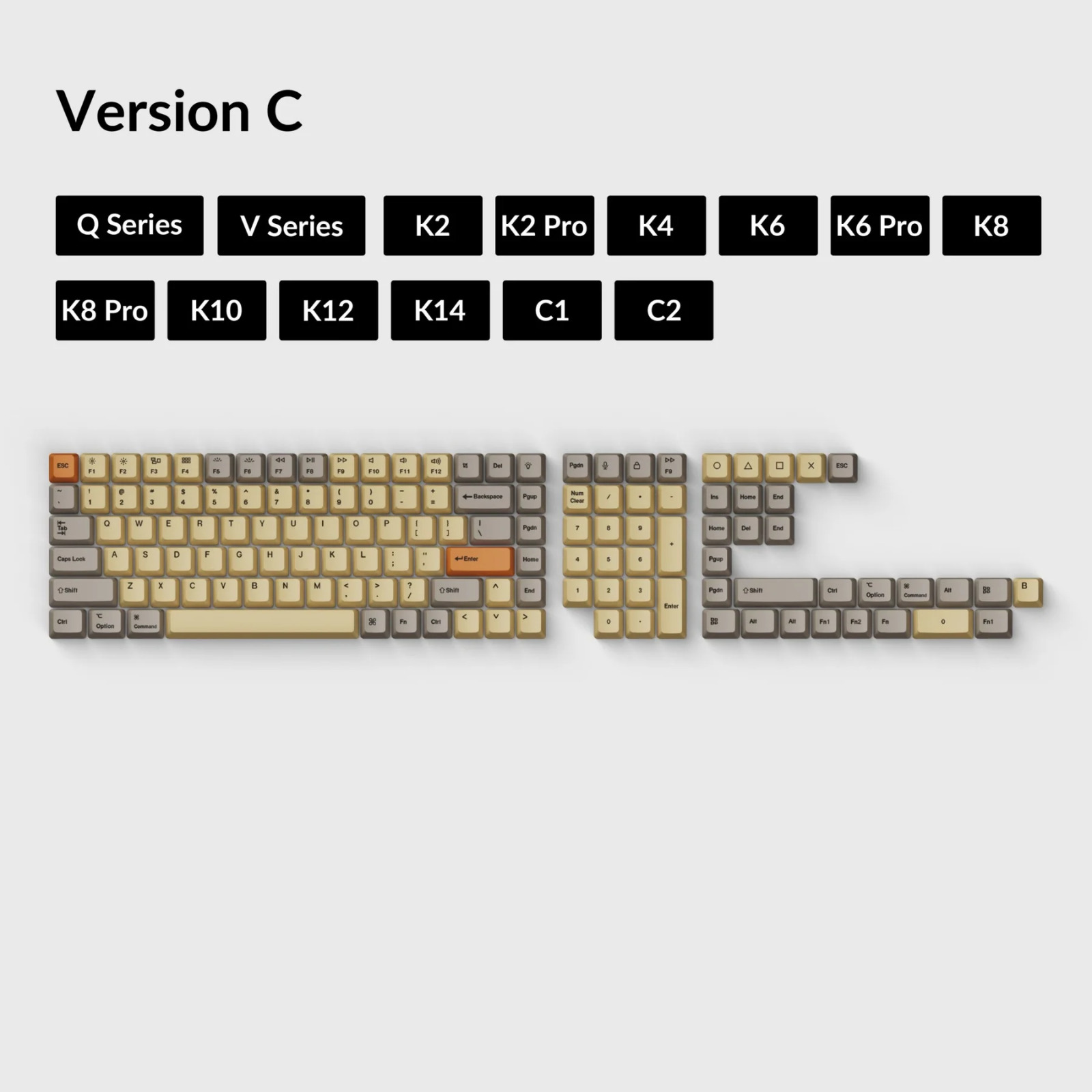 Keychron Keyboard OEM Dye-Sub PBT Keycap Set MX Style Stem - Wheat Grey