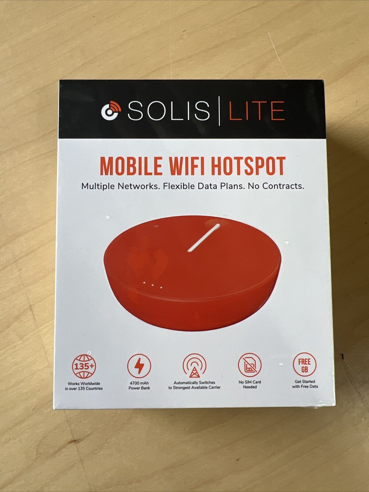 Solis Lite Mobile Hotspot - 4700mAh Power Bank, Works Worldwide, FREE 5GB Data