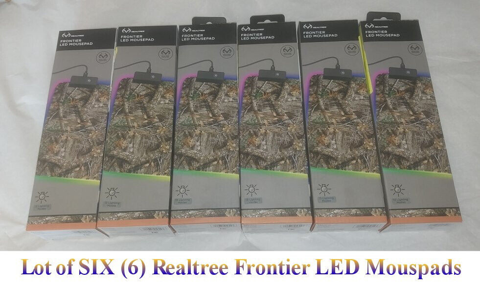 Lot of SIX (6) Realtree Frontier LED Mousepads - NIB - 13 Lighting Modes