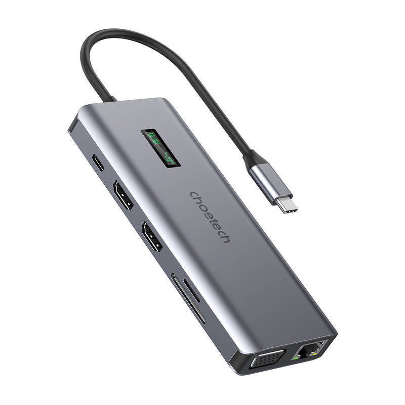 Choetech HUB-M26 USB-C for USB-C+ USB-A+ HDMI+ VGA+ AUX+ SD+ TF 12in1 adapte...