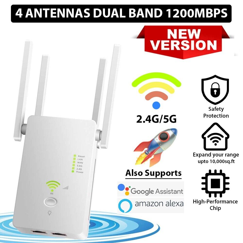 WiFi Extender Repeater Range Amplifier Router Signal Booster Wireless 1200Mbps
