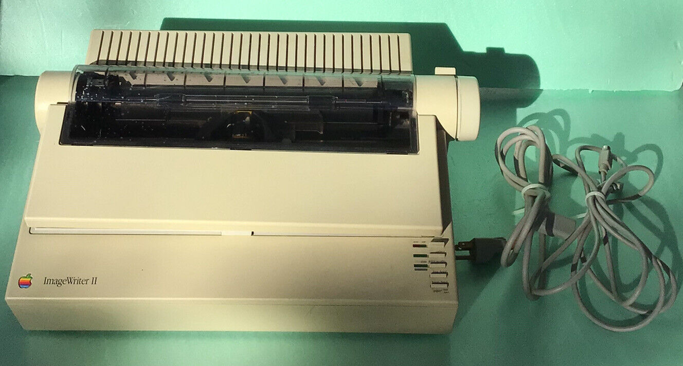 APPLE ImageWriter II A9M0320 Dot Matrix Printer +  Cables POWERS ON JAPAN MADE