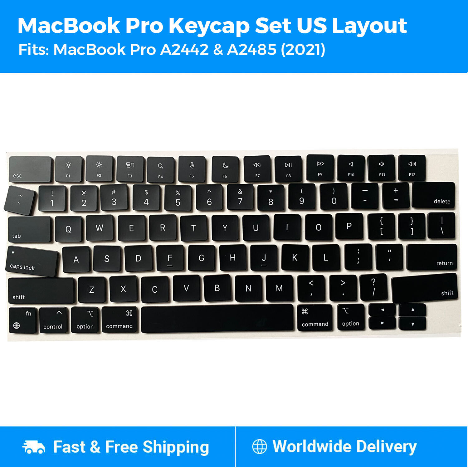 Apple MacBook Pro Keycaps Full Set for US Layout A2442 A2485 M1 14\