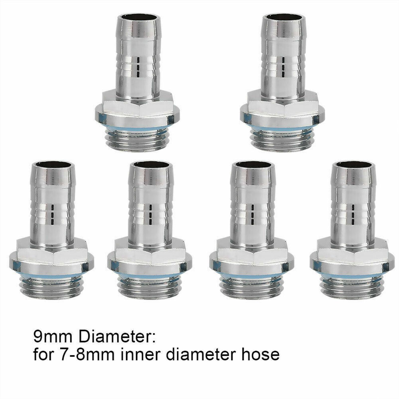6pcs Connector G1/4 Thread Barb Water Cooling Fitting For ID 7-8mm Hose Tube