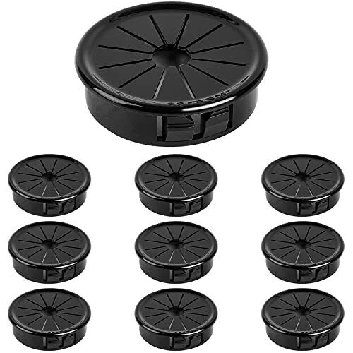 10 Pack 1-1/2 Inch Desk Grommet Black Wire Grommets Desk Hole Cover for Cable...