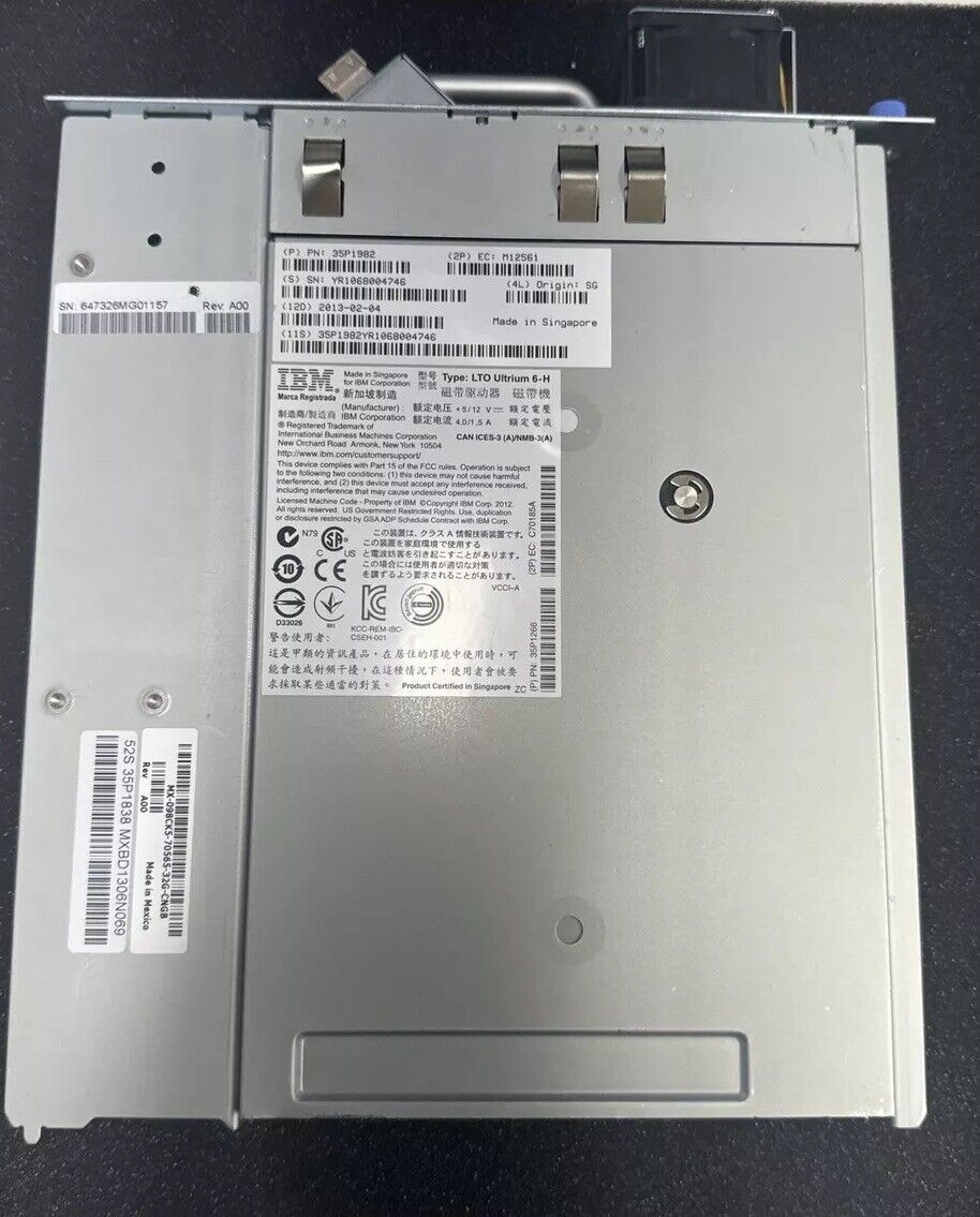 IBM LTO Ultrium 6-H 35P1982 35P1838 LTO L6 8GB FC Tape Drive Bad Parts Or Repair