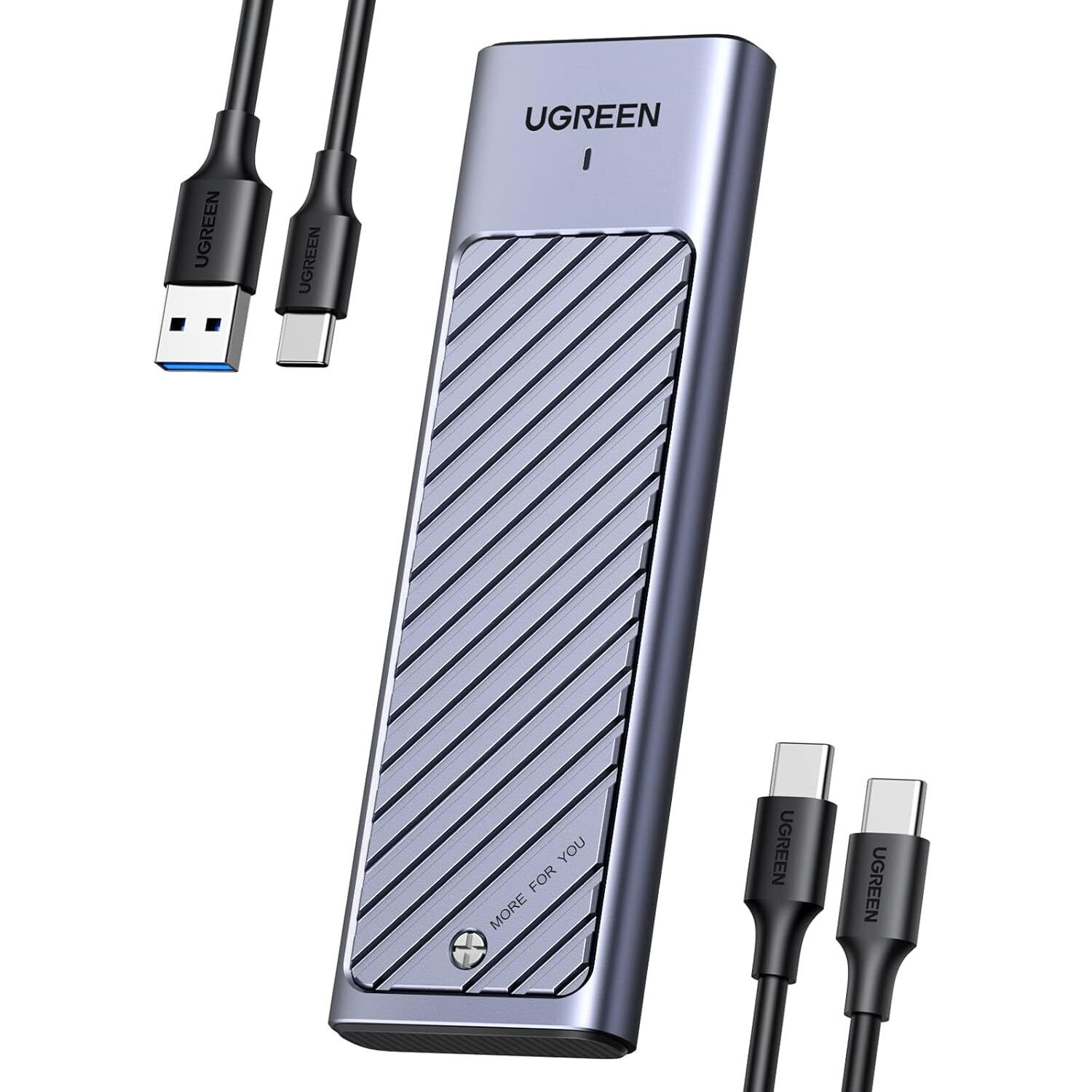 UGREEN M.2 NVMe and SATA SSD Enclosure Aluminum, 10Gbps USB 3.2 Gen2, USB C Th