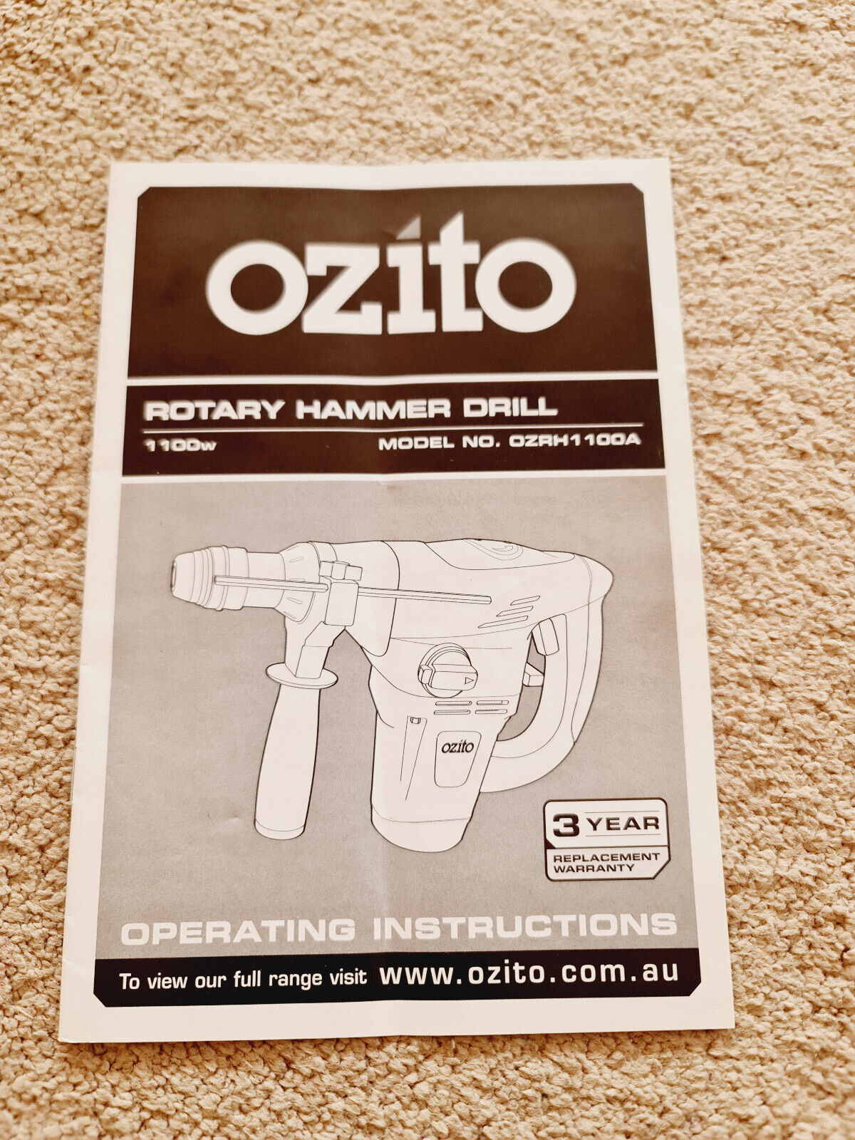 Vintage Ozito Rotary Hammer Drill User Guide manual book