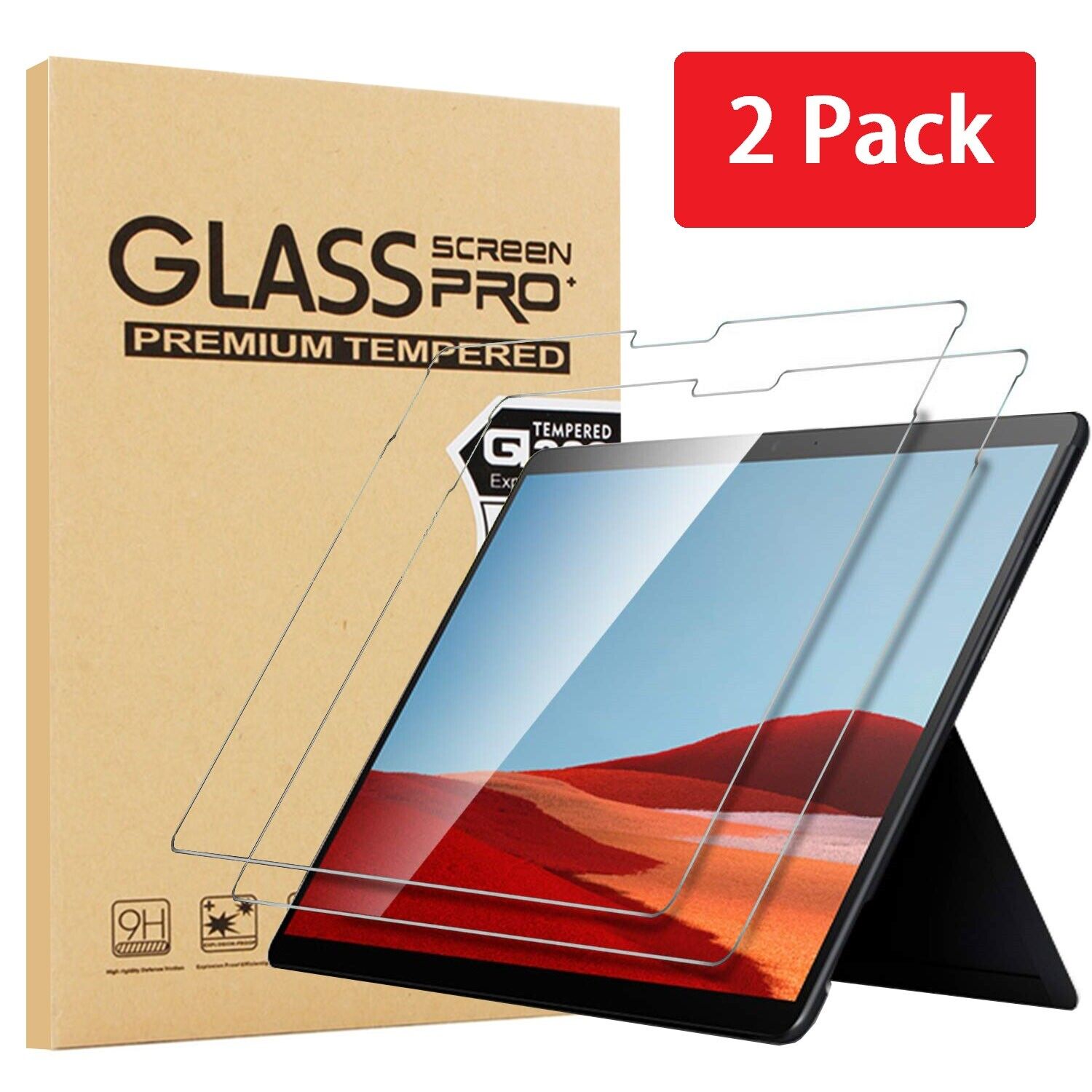 (2 Pack) Tempered Glass Screen Protector For Microsoft Surface Pro 10/9/8/7/6/X