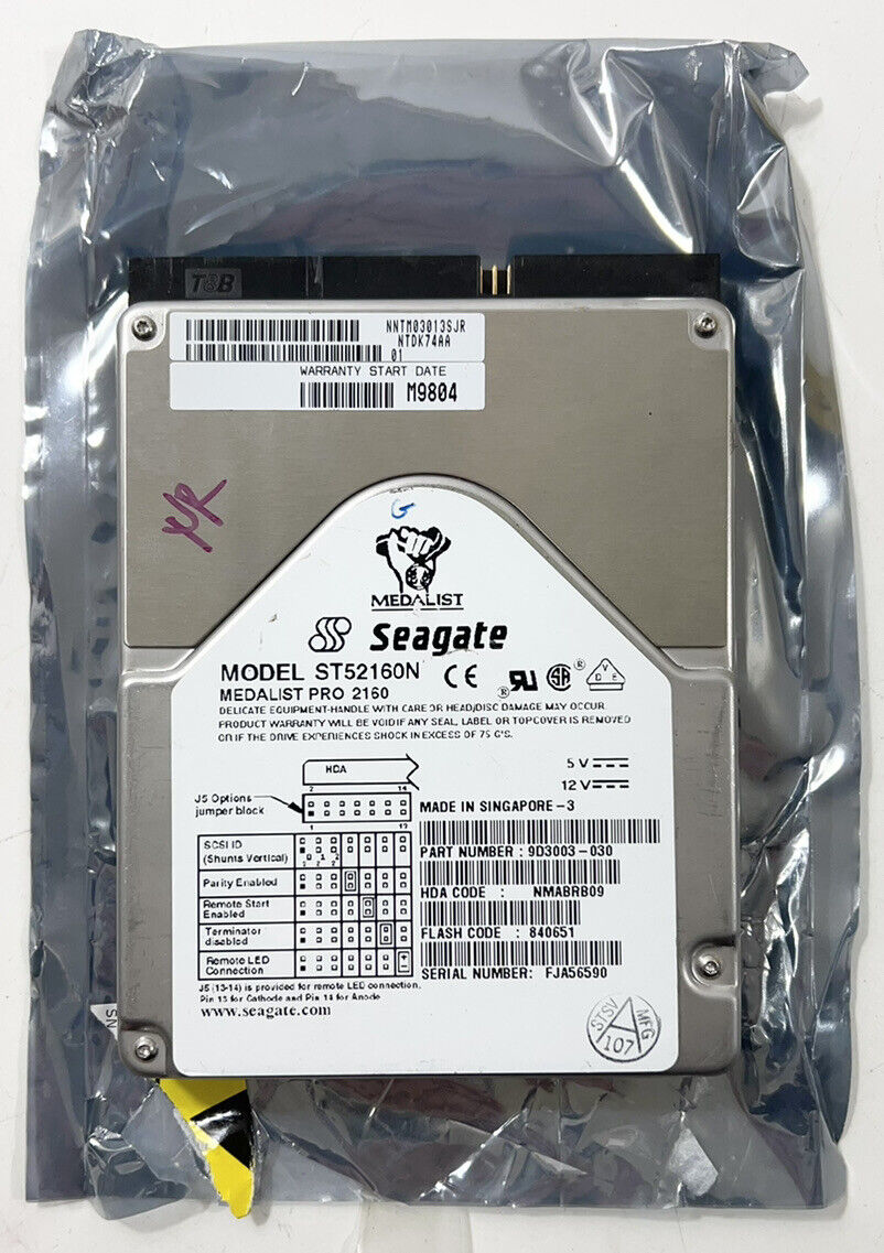 Seagate Medalist Pro 2160 9D3003-030 50-Pin ST52160N - *FOR PARTS OR REPAIR