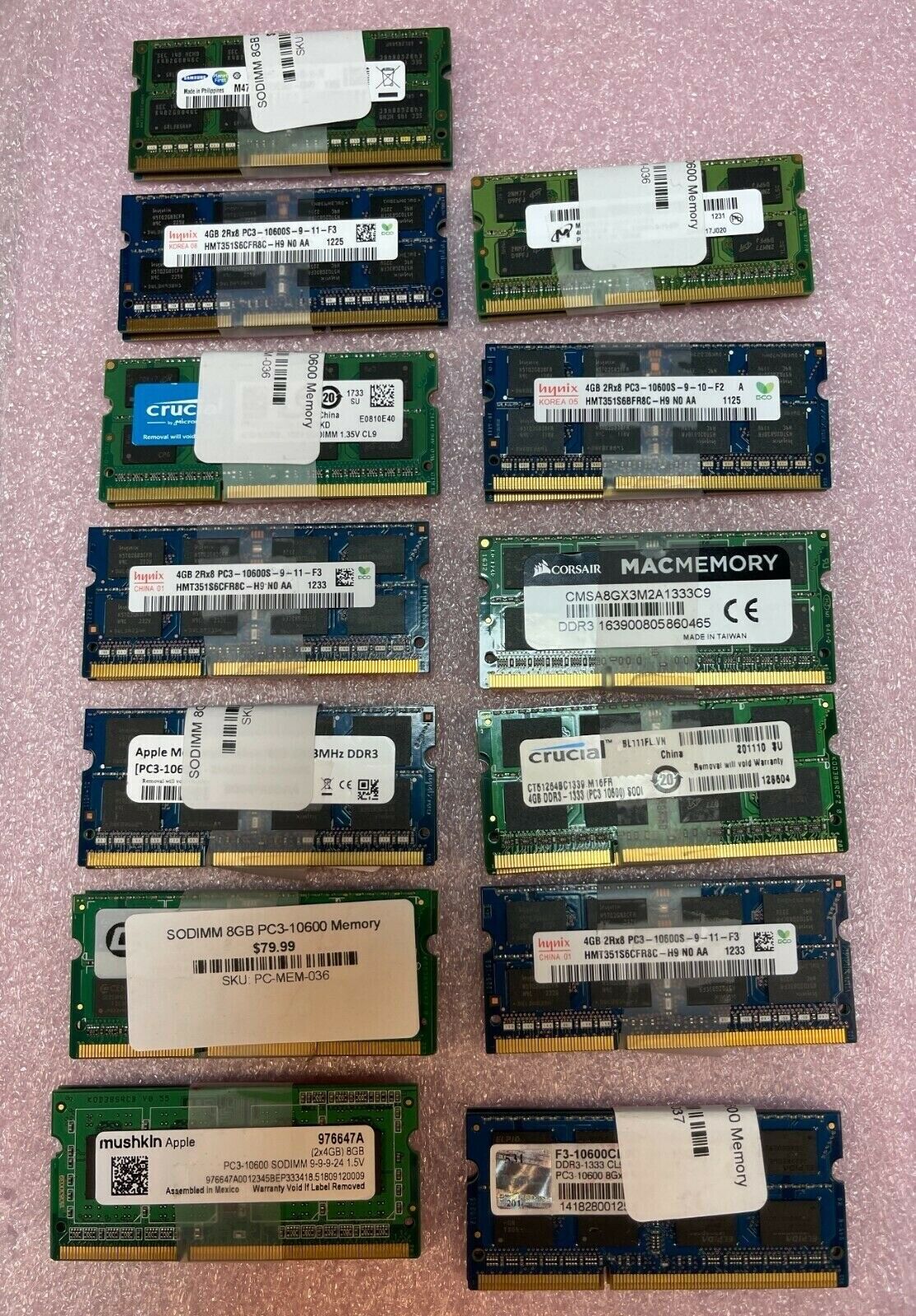 Memory Elpida or Hynix or Micron PC3-10600 DDR3 1333 204-Pin SoDimm RAM 8GB Kit 