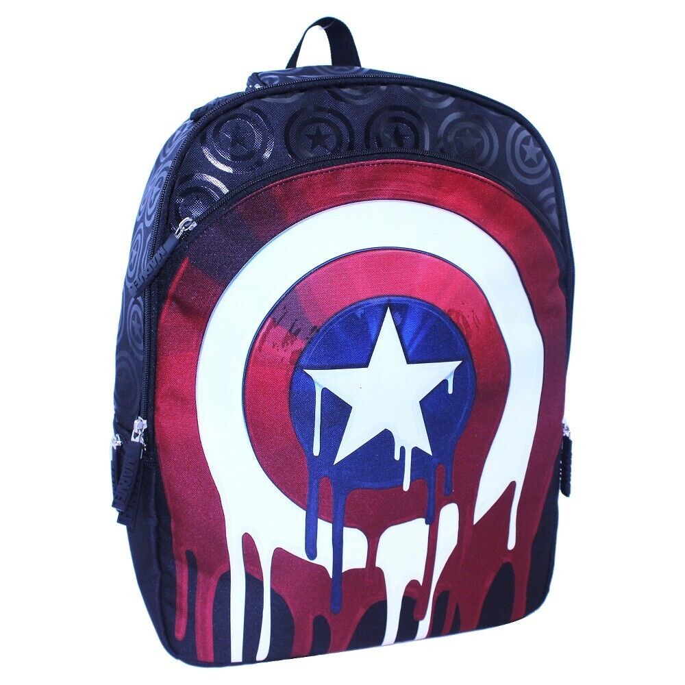 Marvel Captain America Drip Shield Laptop Backpack Black Book Bag