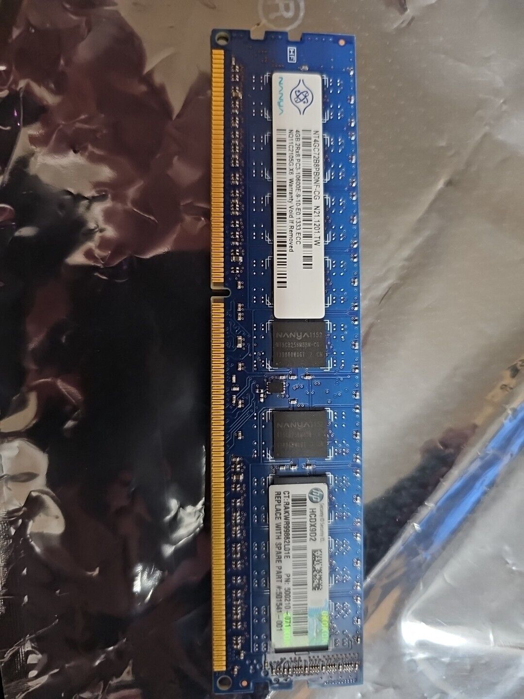 HP Genuine 4GB 2Rx8 PC3-10600E DDR3 1333MHz 1.5V ECC UNB UDIMM Memory RAM 1x4GB