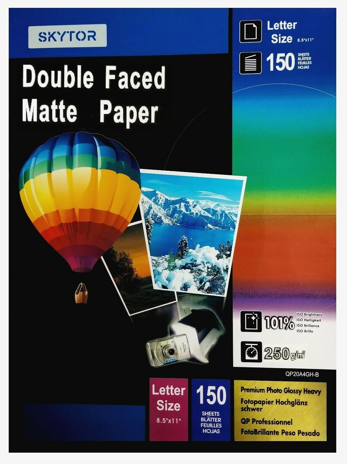 150 Sheets Inkjet Photo Paper Double Sided Matte 8.5x11 Letter 250gsm / 67lbs