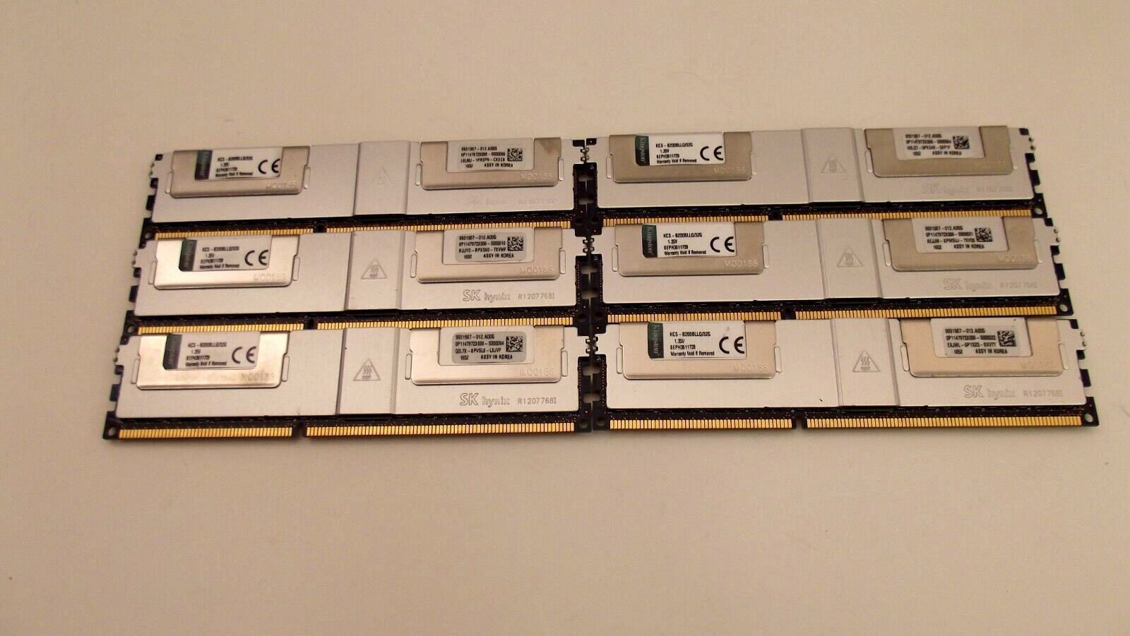 Lot of 6 Kingston 32GB DDR3L 1600MT/s ECC Load Reduced RAM KCS-B200BLLQ/32G A-5