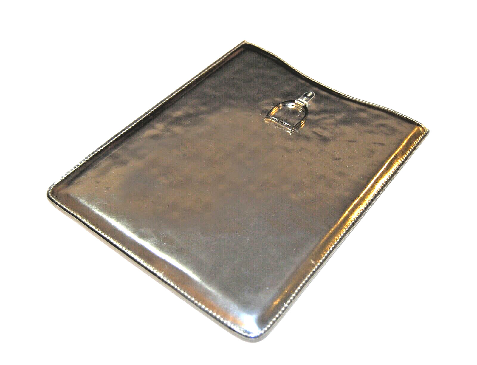 $395 Polo Ralph Lauren Leather Document Tablet Sleeve Folder Case Silver Italian