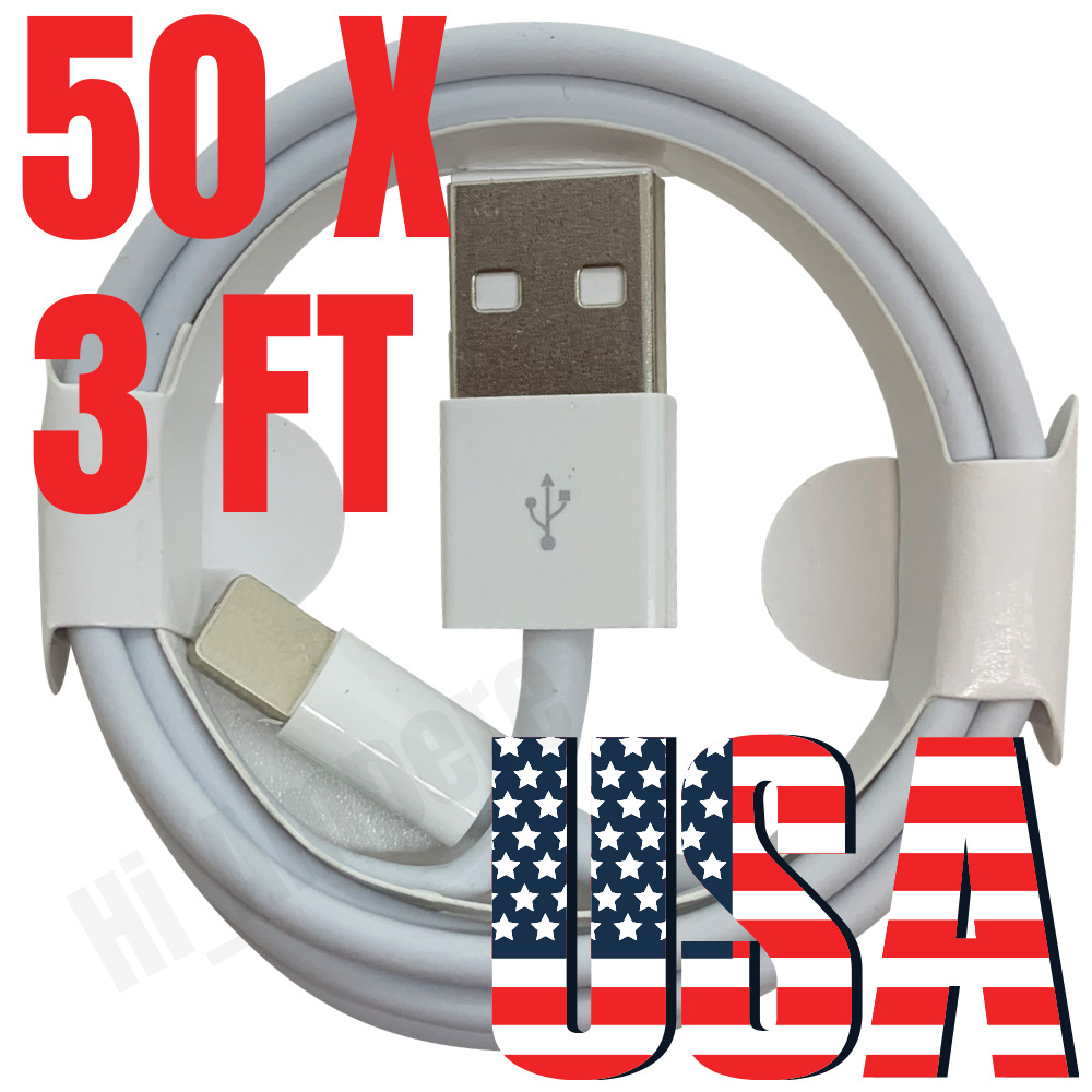 Wholesale 50X Lot 3Ft USB Charger Cable Cord For Apple iPhone 12 mini 12 Pro Max